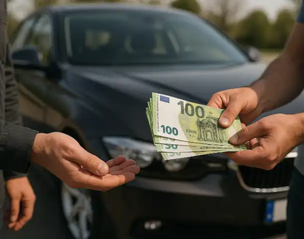 Der erfolgreiche Barkauf eines Fahrzeugs beim Autoankauf in Esslingen wird abgeschlossen.